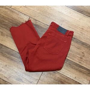 PAIGE Men’s Normandie Straight Fit Jeans – Brick Red Raw Hem Sz 30